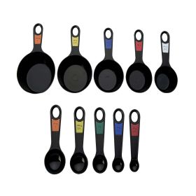 Professional 10 Piece Plastic Nesting Measuring Cup and Spoon Set Black Professional 10 Piece Plastic Nesting Measuring Cup and Spoon Set Black